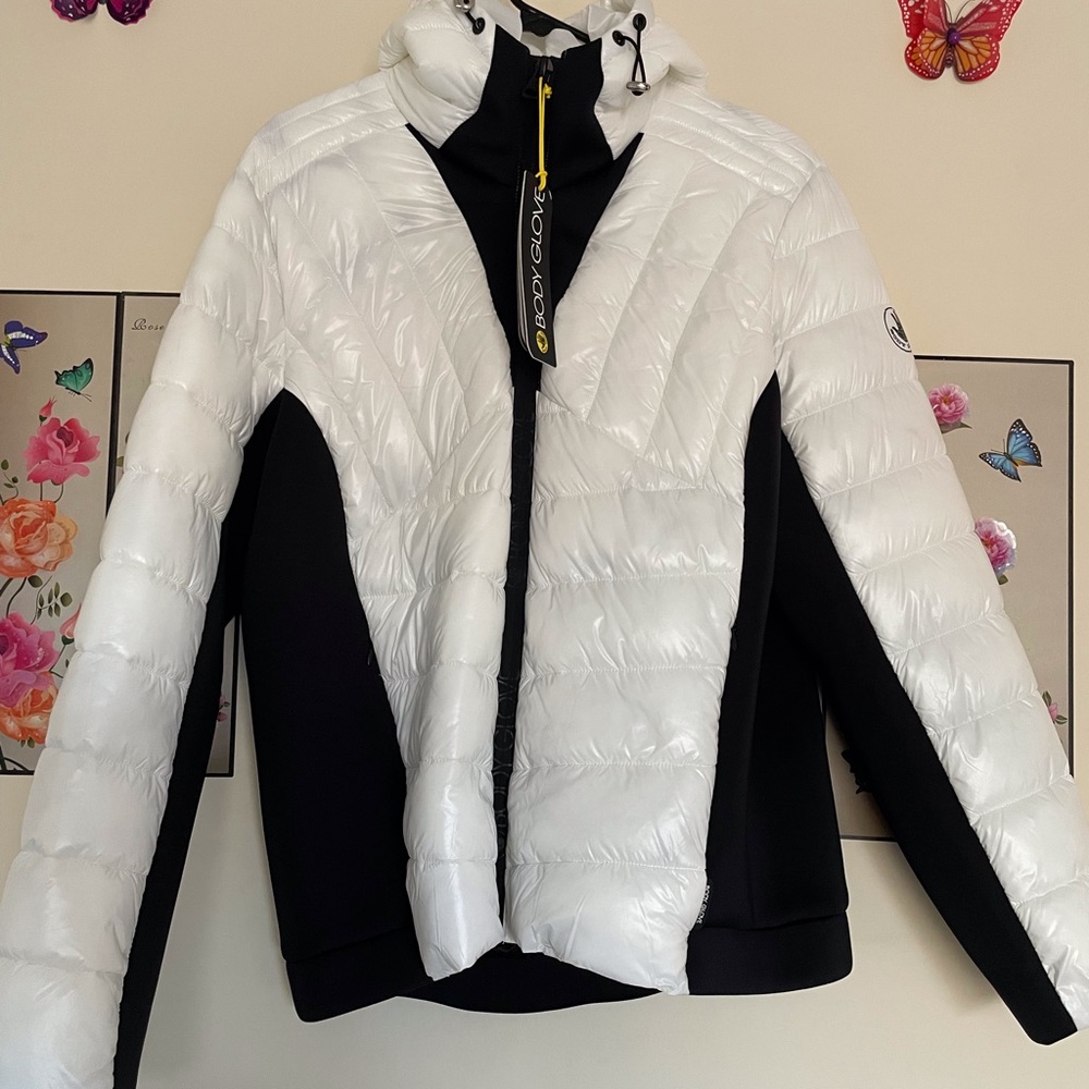 Womens Body Glove Coat Jacket Pearl White and Black